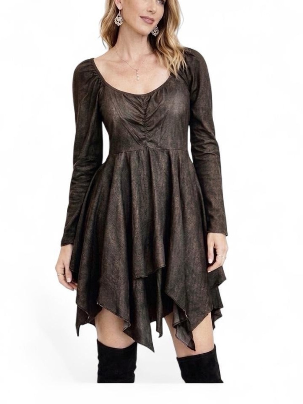 NWT Pretty Damage Black Denim Asymmetrical Dress